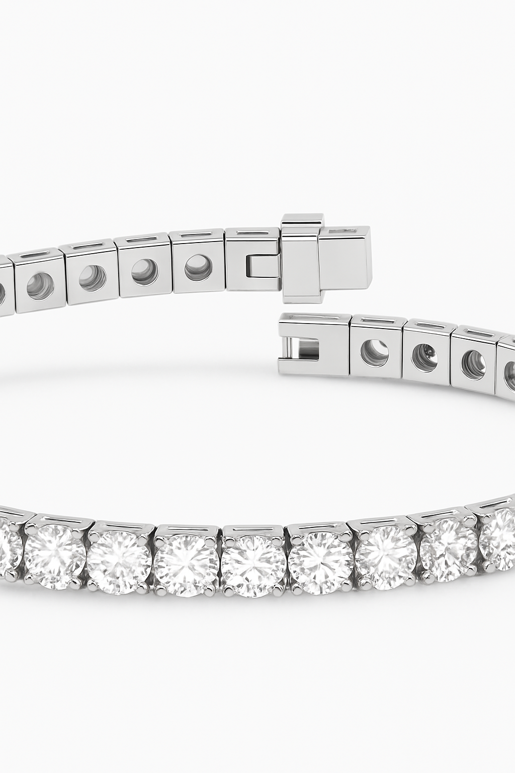 14kt white gold 14.01 carat lab grown round diamond tennis bracelet 