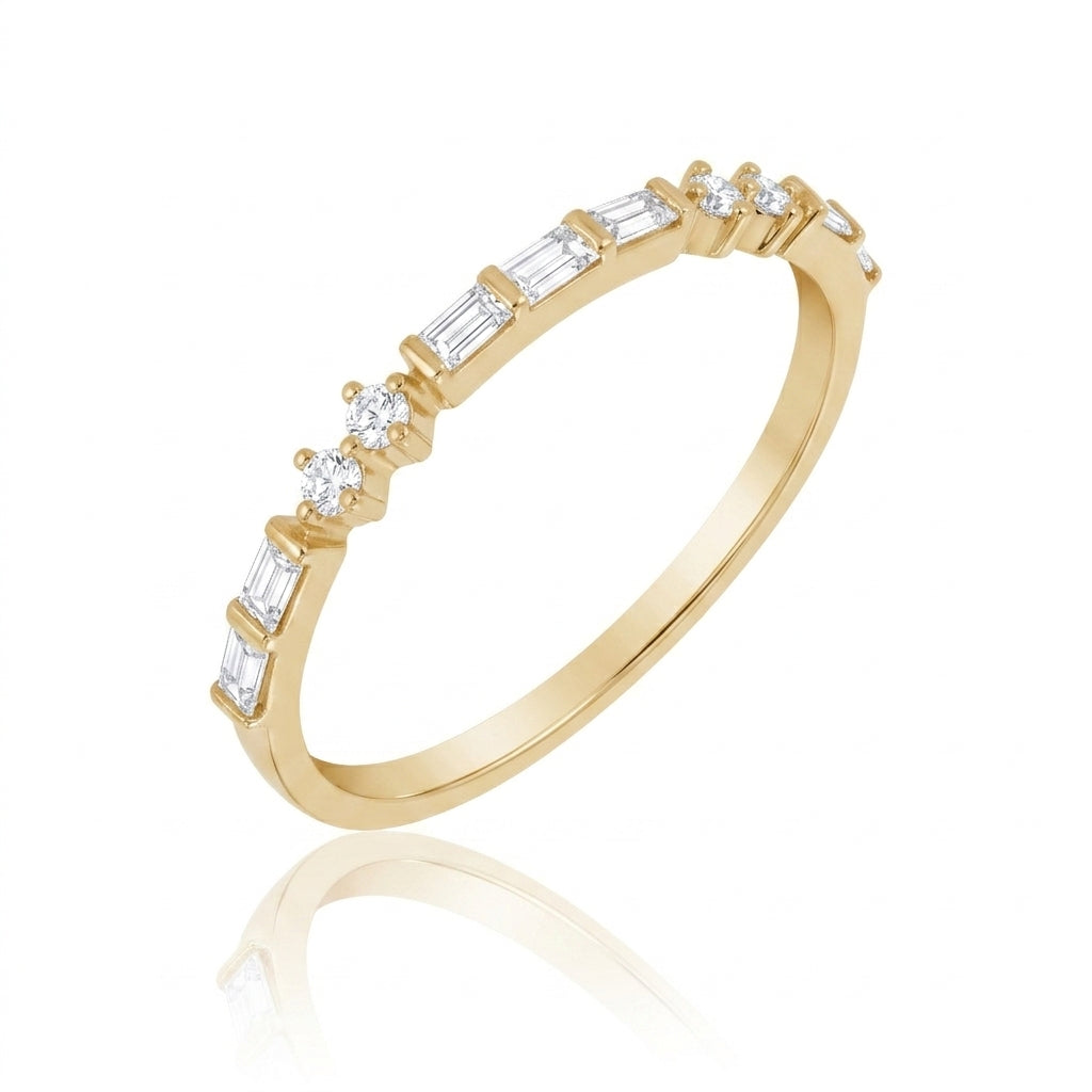 Baguette & Round Lab-Grown Diamond Band Ring
