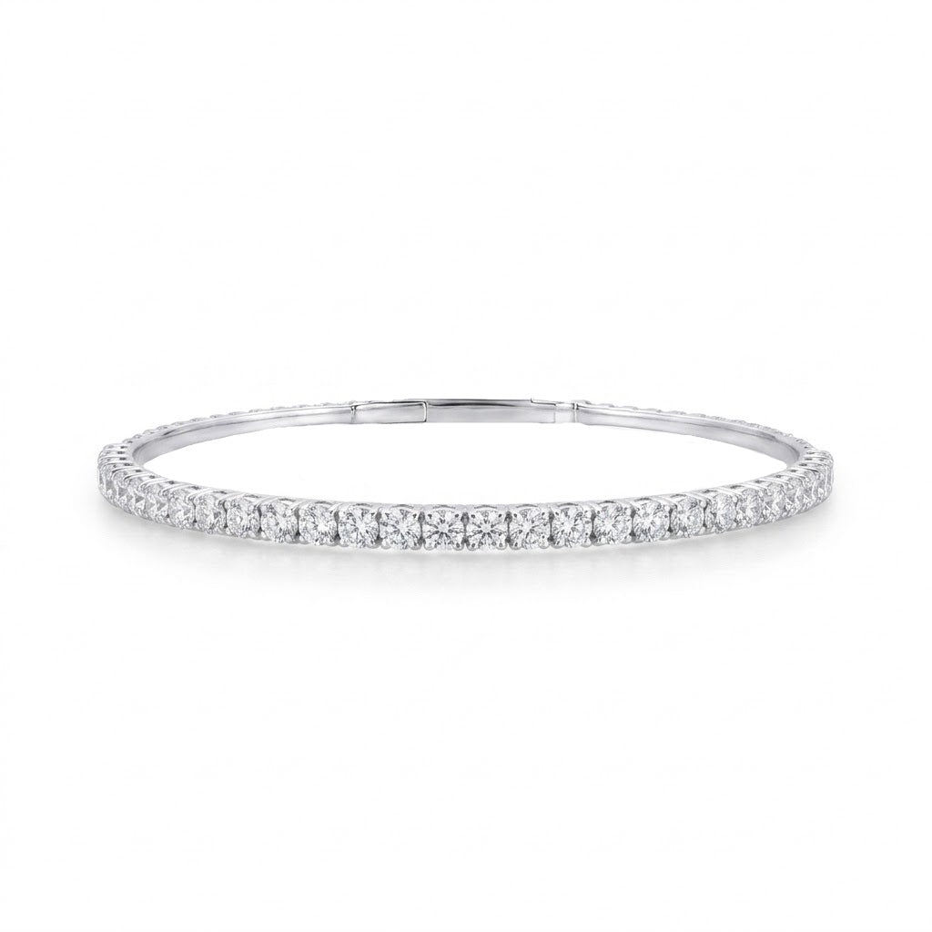 Round Diamond Flexible Bangle Bracelet
