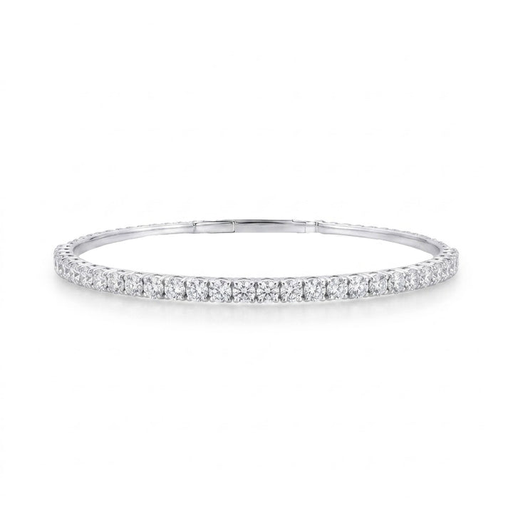 Round Diamond Flexible Bangle Bracelet | 14K White Gold | 1.96 CTW Diamonds | Classic Diamond Line Bangle | BDD2395-1489 - Brownee Jewelers