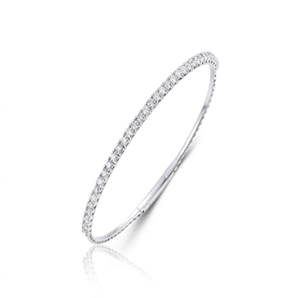 Round Diamond Flexible Bangle Bracelet