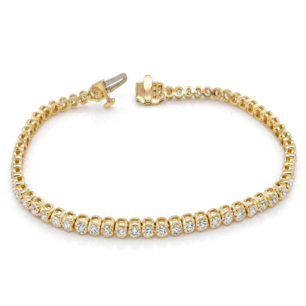 Bezel-Set Diamond Tennis Bracelet