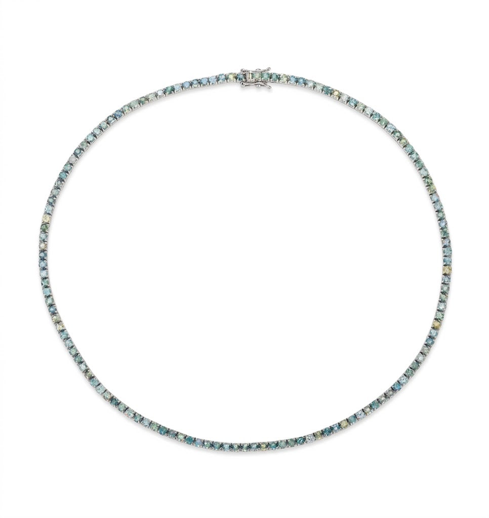 LeVian | Ombre Sapphire Tennis Necklace | 17.17 ct Montana Sapphire Ombré™ | 14K White Gold | 18" | BAMI 941 - Brownee Jewelers