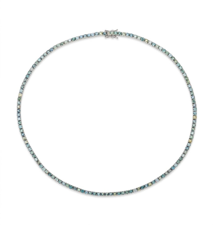 LeVian | Ombre Sapphire Tennis Necklace | 17.17 ct Montana Sapphire Ombré™ | 14K White Gold | 18" | BAMI 941 - Brownee Jewelers