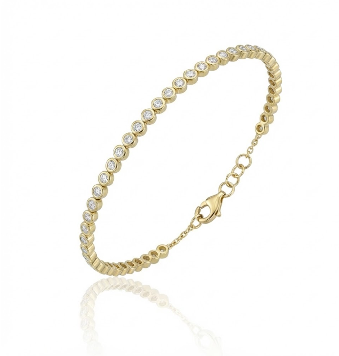 Bezel-Set Diamond Tennis Bracelet | 14K Yellow Gold | 0.55 ctw | Classic Tennis Bracelet - Brownee Jewelers