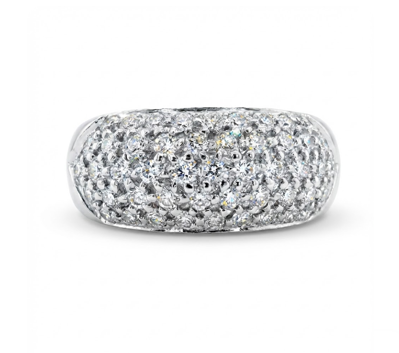Round Diamond Pavé Band | 14K White Gold | 0.50 ctw | Wide Diamond Ring - Brownee Jewelers