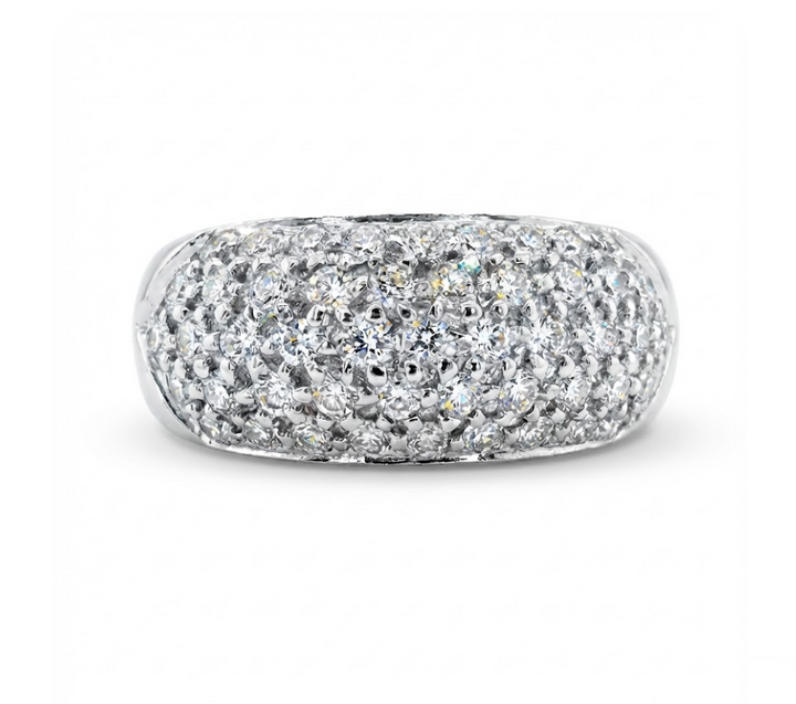 Round Diamond Pavé Band | 14K White Gold | 0.50 ctw | Wide Diamond Ring - Brownee Jewelers