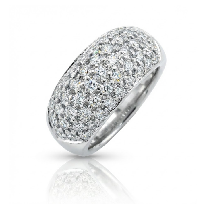 Round Diamond Pavé Band | 14K White Gold | 0.50 ctw | Wide Diamond Ring - Brownee Jewelers