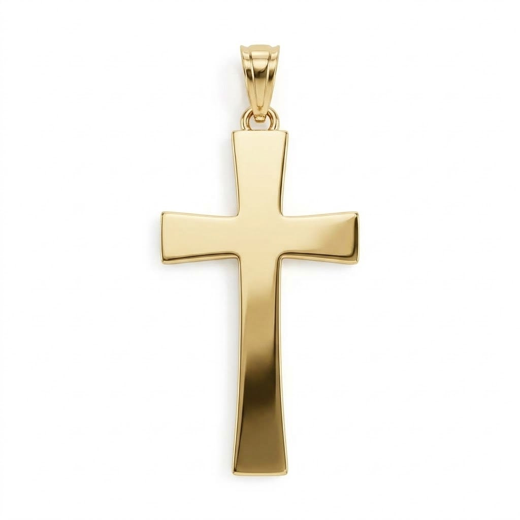 DIAMOND-CUT TEXTURED CROSS CHARM | 14K YELLOW GOLD | MF035224-14Y - Brownlee Jewelers