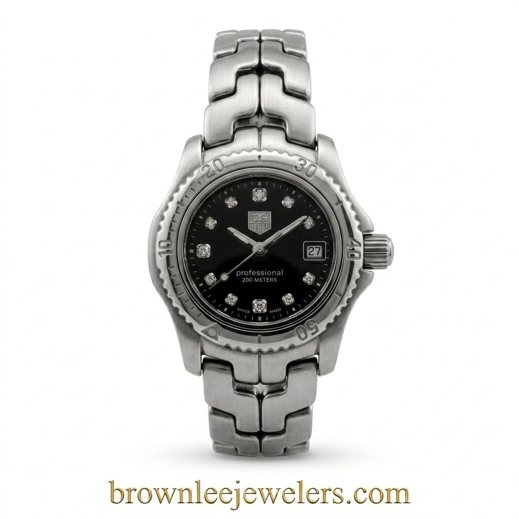 TAG Heuer | Link Lady 27mm | Stainless Steel | Black Diamond Dial | Pre-Owned | WT1417.BA0560 - Brownee Jewelers