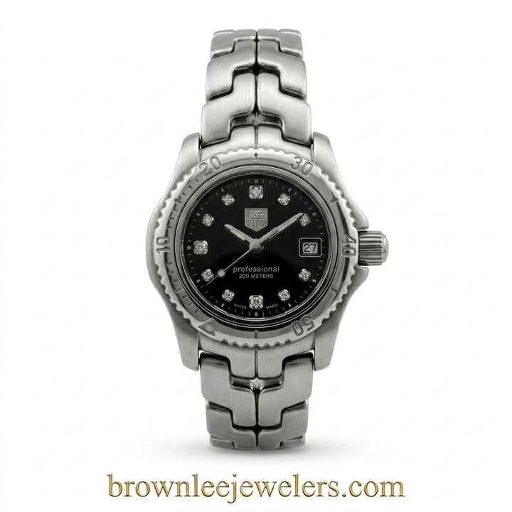 TAG Heuer | Link Lady 27mm | Stainless Steel | Black Diamond Dial | Pre-Owned | WT1417.BA0560 - Brownee Jewelers
