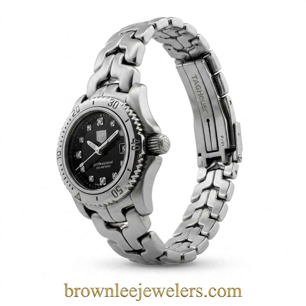 TAG Heuer | Link Lady 27mm | Stainless Steel | Black Diamond Dial | Pre-Owned | WT1417.BA0560 - Brownee Jewelers