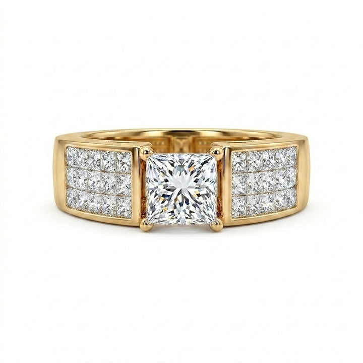 Princess Cut Diamond Ring | 14K Yellow Gold | 0.97 CT Princess Cut Diamond Engagement Ring | Channel-Set Diamond Band - Brownee Jewelers