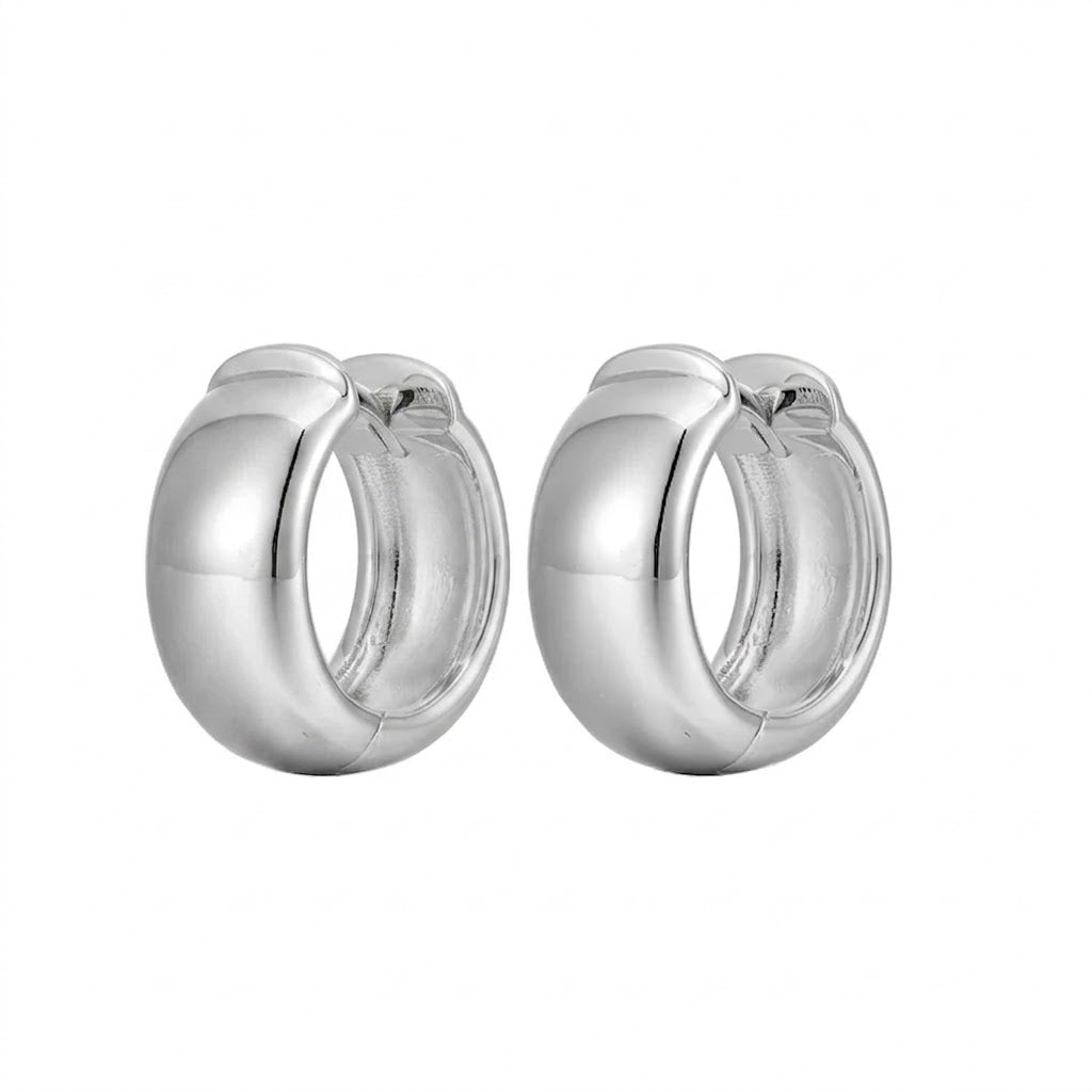 Sterling Silver Rhodium-Plated 16MM Hoop Earrings