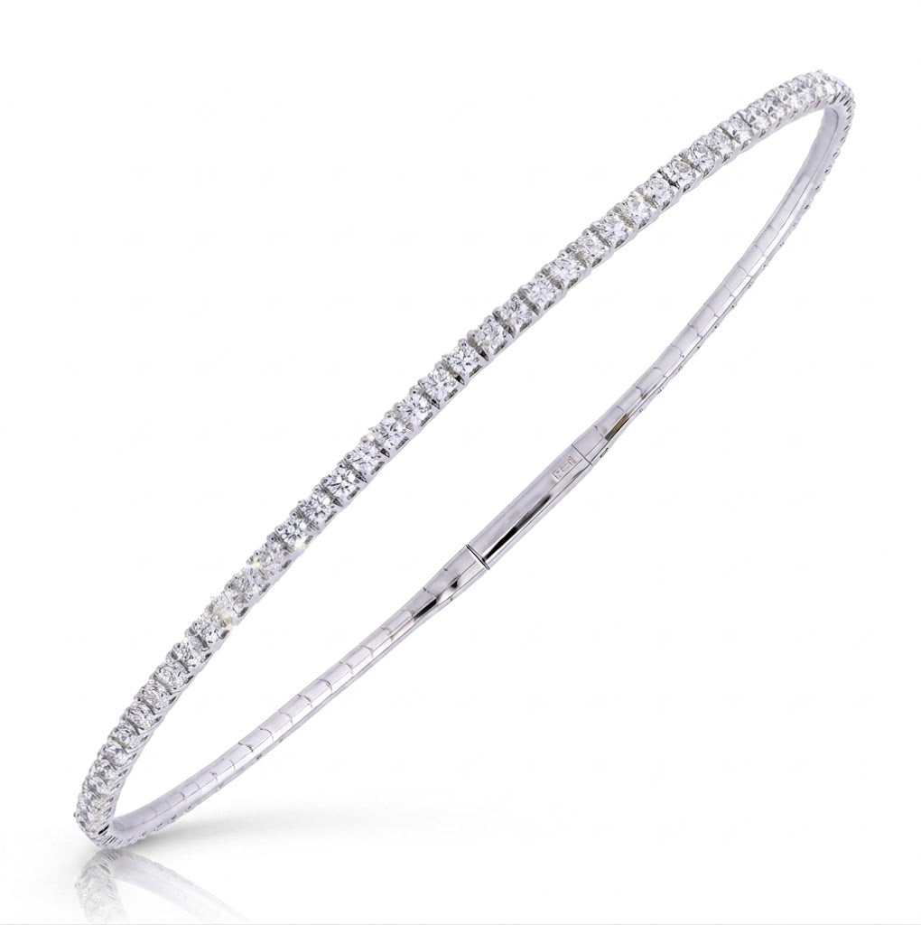 Round Diamond Flexible Bangle Bracelet