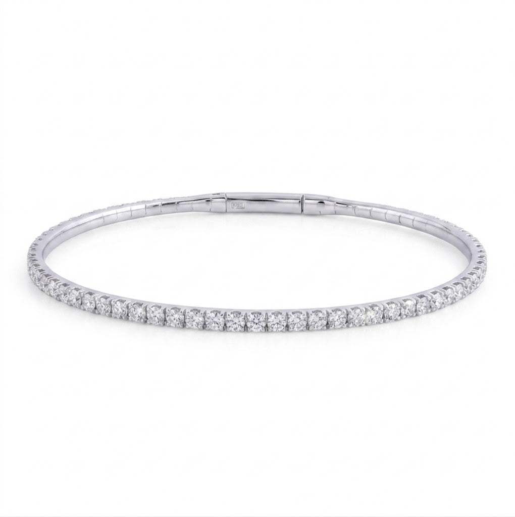 Round Diamond Flexible Bangle Bracelet