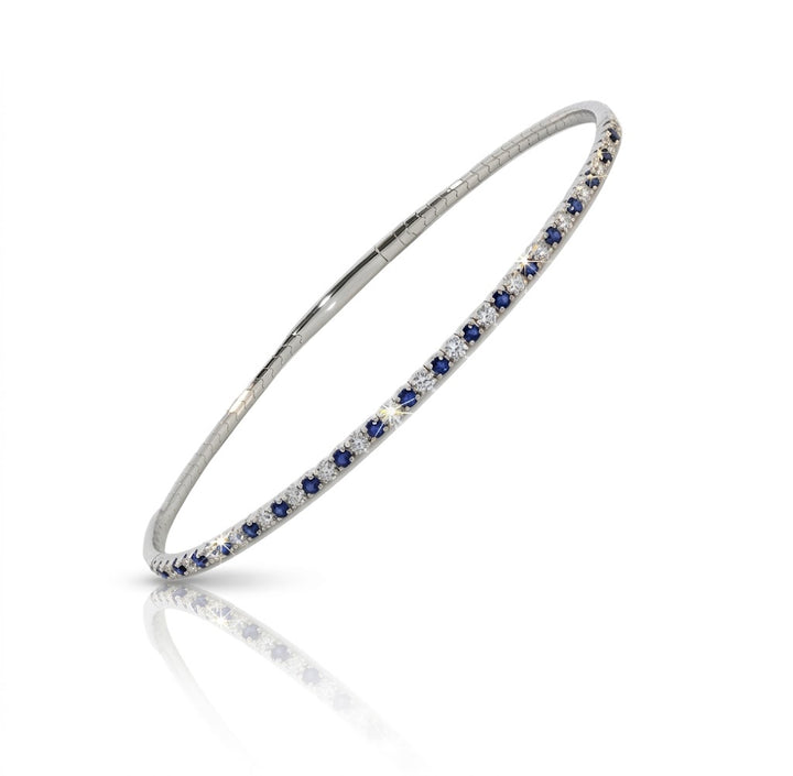 14karat white gold diamond and sapphire flex bangle bracelet 