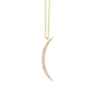 SHY CREATION | .13CTW DIAMOND PAVE CRESCENT PENDANT | 14K YELLOW GOLD | SC55002103 - Brownee Jewelers