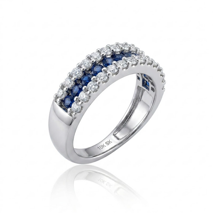 Blue Sapphire & Lab-Grown Diamond Band
