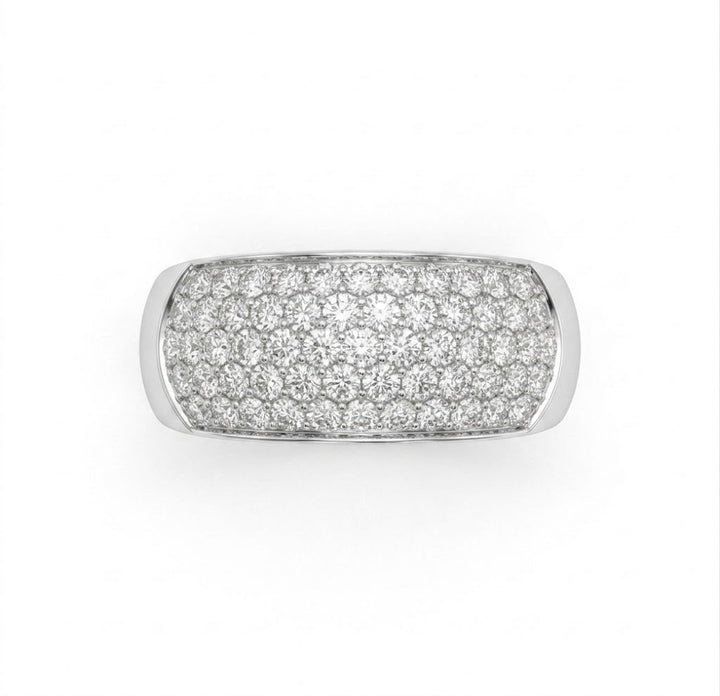 Pavé Diamond Fashion Band | 10K White Gold | 1.00 ctw | Wide Statement Ring - Brownee Jewelers