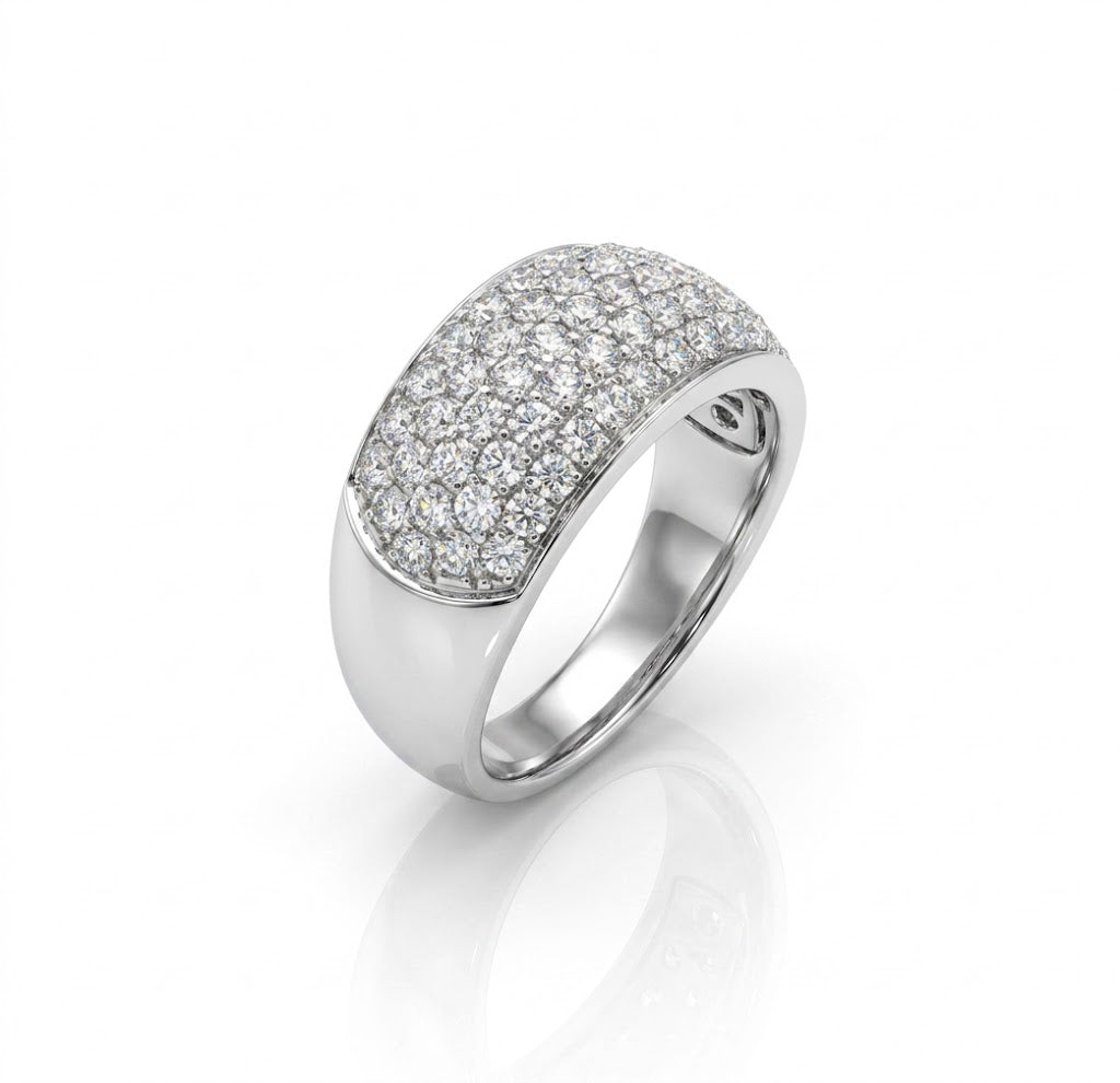 Pavé Diamond Fashion Band | 10K White Gold | 1.00 ctw | Wide Statement Ring - Brownee Jewelers