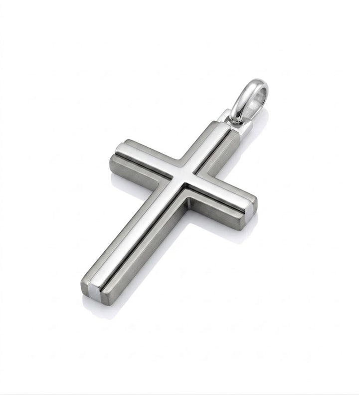 Cross Pendant | Sterling Silver | Black Rhodium & Polished Finish | Modern Cross Pendant - Brownee Jewelers