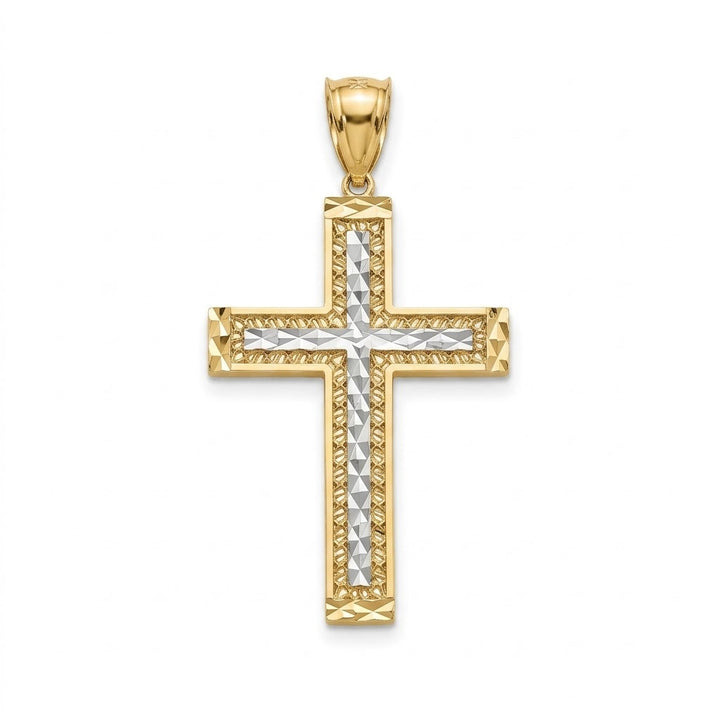 14K Two-Tone Gold Large Double Cross Pendant