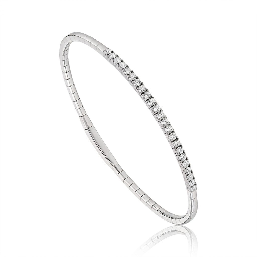 Diamond Flex Bangle Bracelet | Sterling Silver | 0.10 CT Diamonds | Titanium Wire | Flexible Bangle | Flexible Bangle | FSBG5343S8SL - Brownee Jewelers