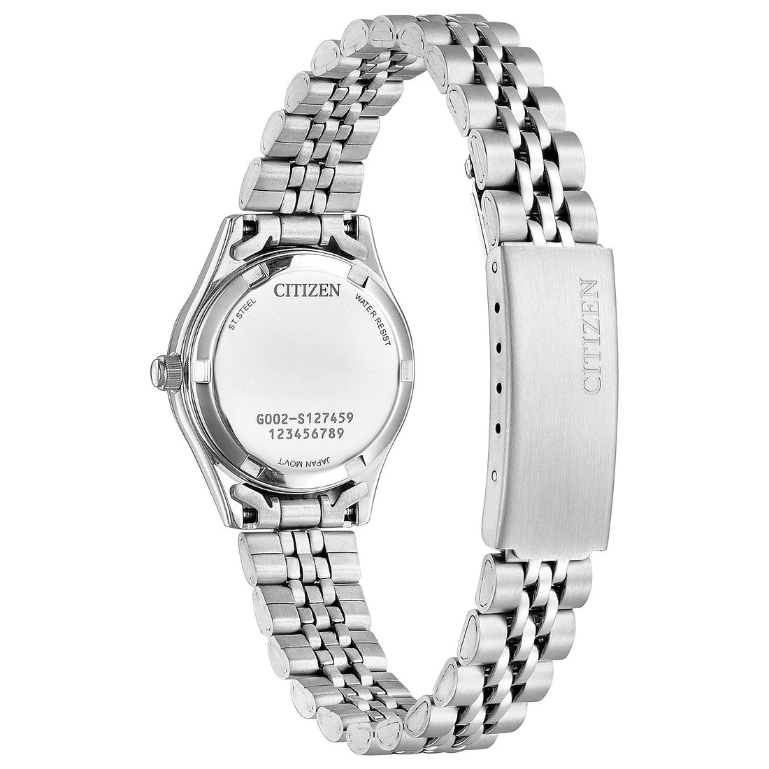 Citizen Ladies Stainless Steel Watch with a Blue Dial and Crystal Bezel