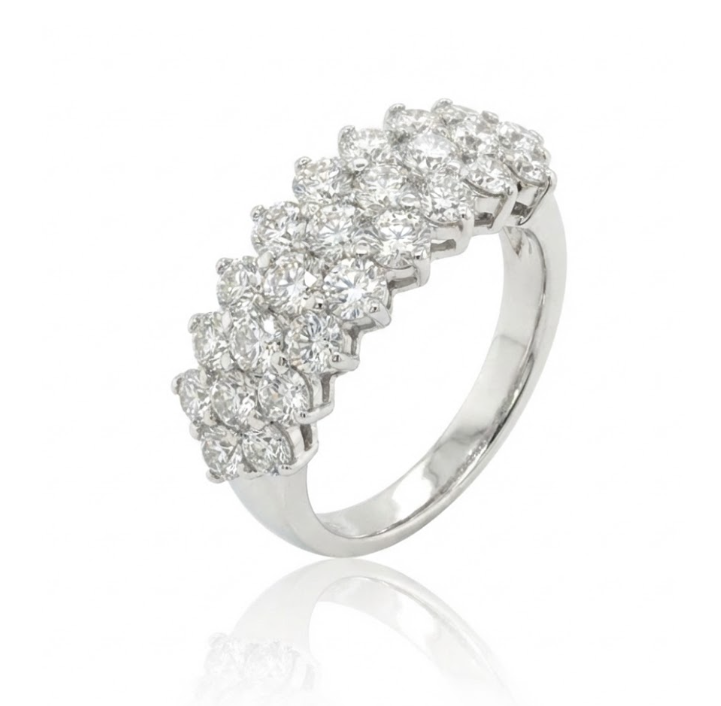 1.10 ctw Round Diamond Three-Row Band | 14K White Gold | Diamond Fashion Ring - Brownee Jewelers