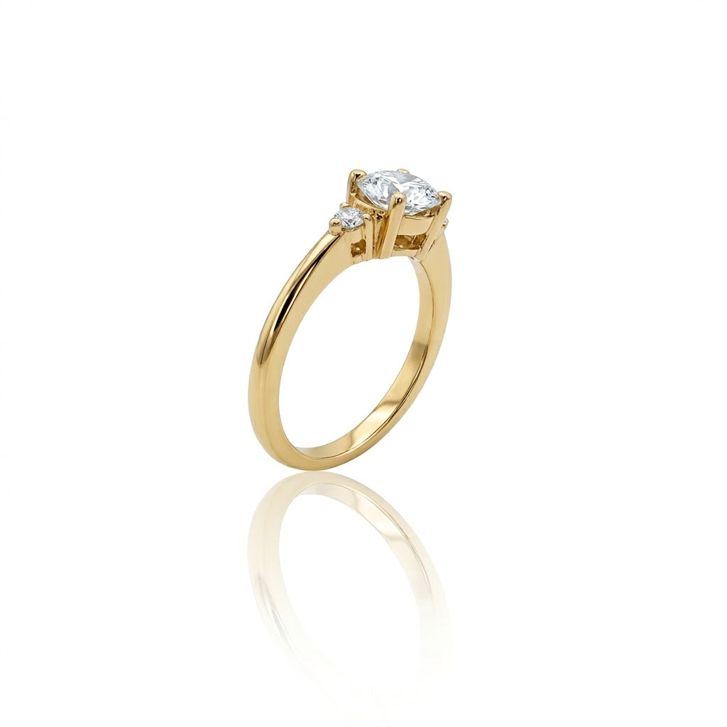 Oval Diamond Three-Stone Engagement Ring | 14K Yellow Gold | Oval Center with Round Side Diamonds | 1.01 CT Center - Brownee Jewelers