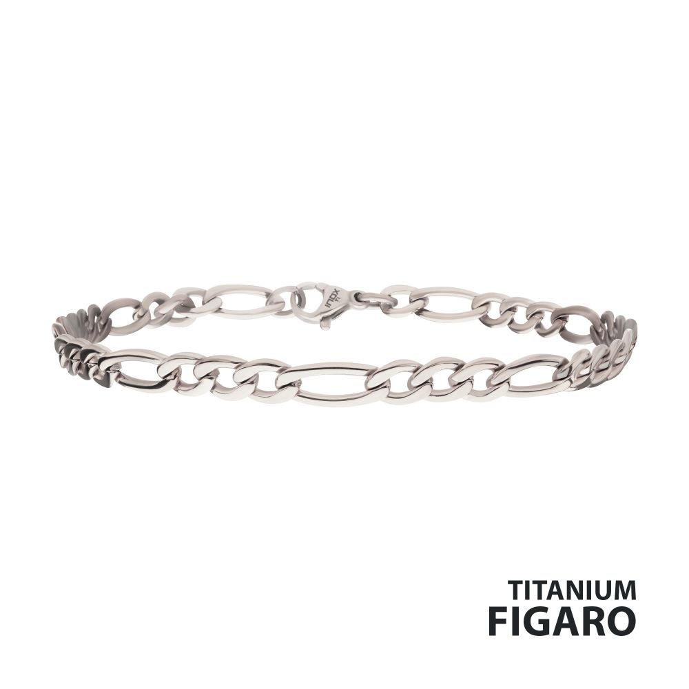 4.7mm Titanium Figaro Chain Bracelet - Brownee Jewelers