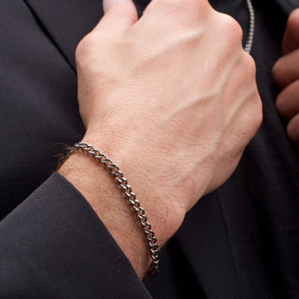 4.35mm Titanium Flat Curb Chain Bracelet