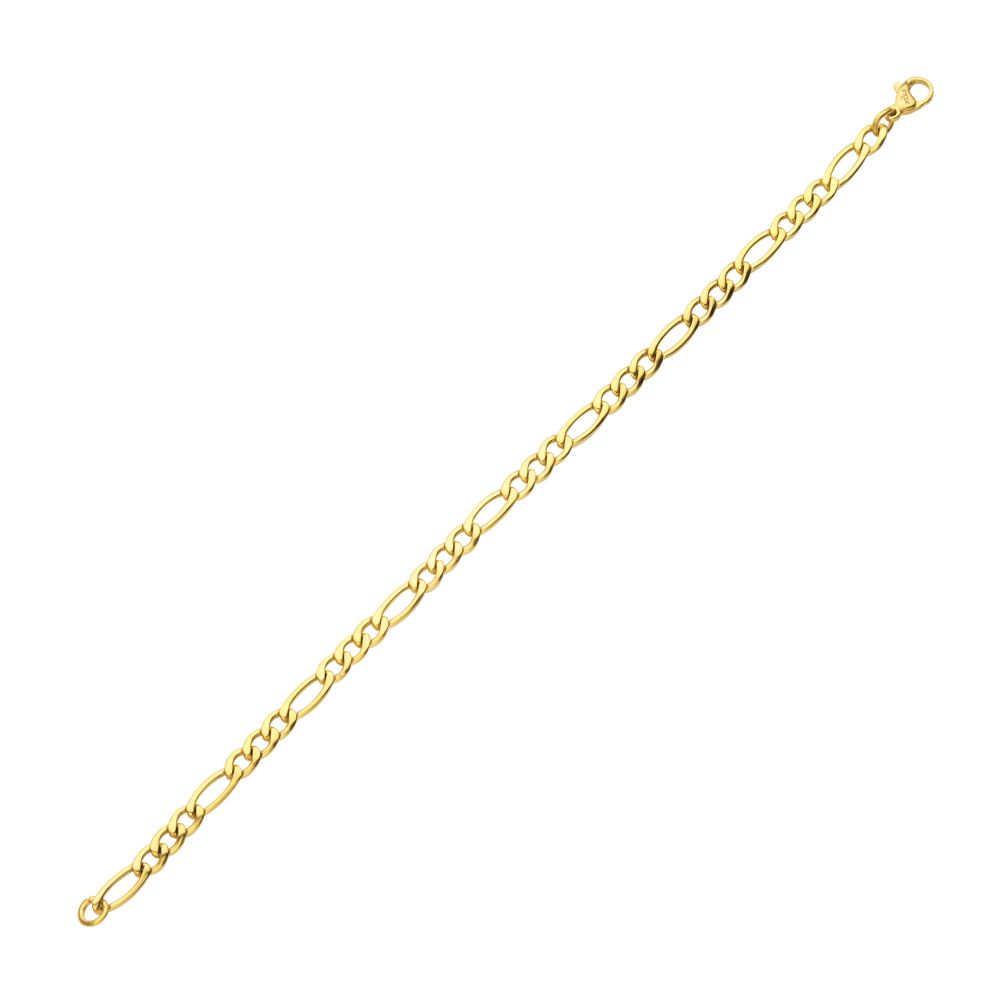 4.7mm 18Kt Gold IP Titanium Figaro Chain Bracelet - Brownee Jewelers