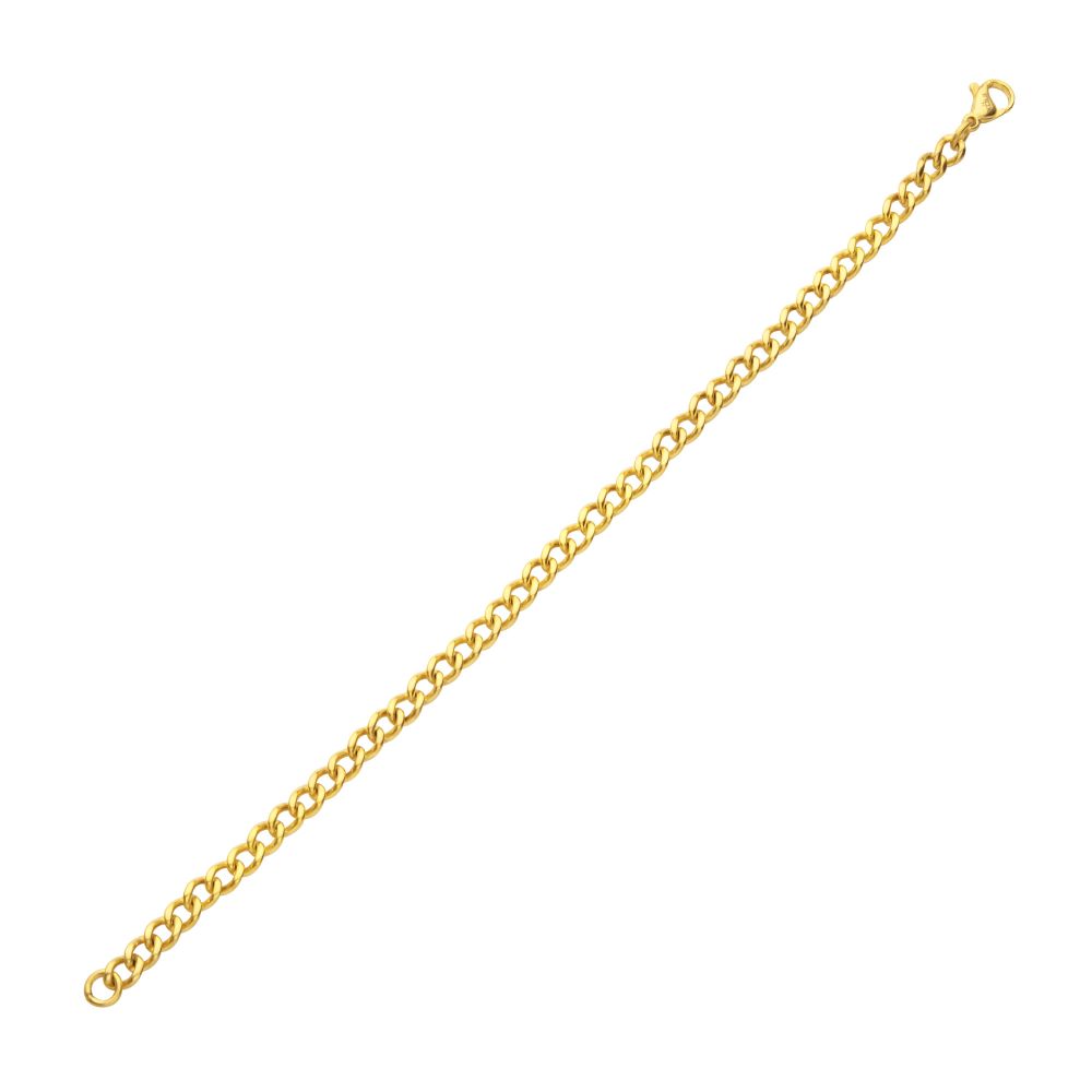 4.35mm 18Kt Gold IP Titanium Flat Curb Chain Bracelet - Brownee Jewelers