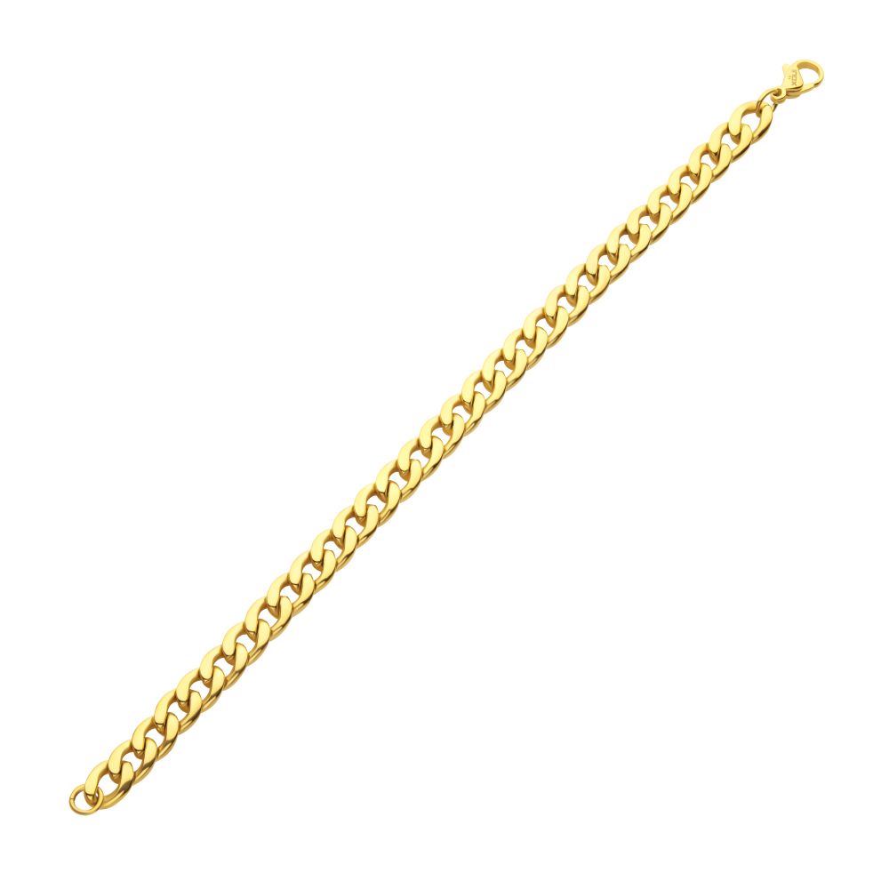 7.4mm 18Kt Gold IP Titanium Curb Chain Bracelet - Brownee Jewelers