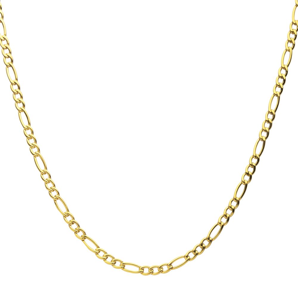 4.7mm 18Kt Gold IP Titanium Figaro Chain Necklace 22"