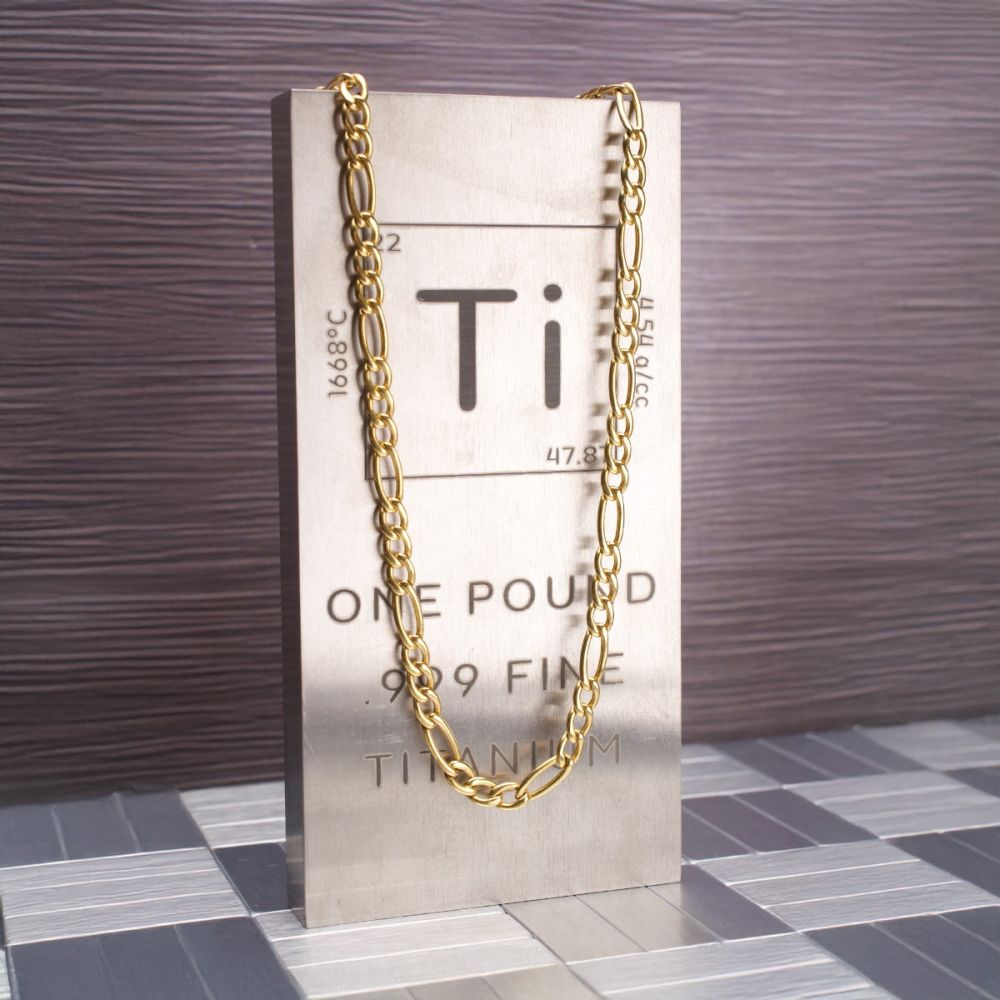 4.7mm 18Kt Gold IP Titanium Figaro Chain Necklace 22"