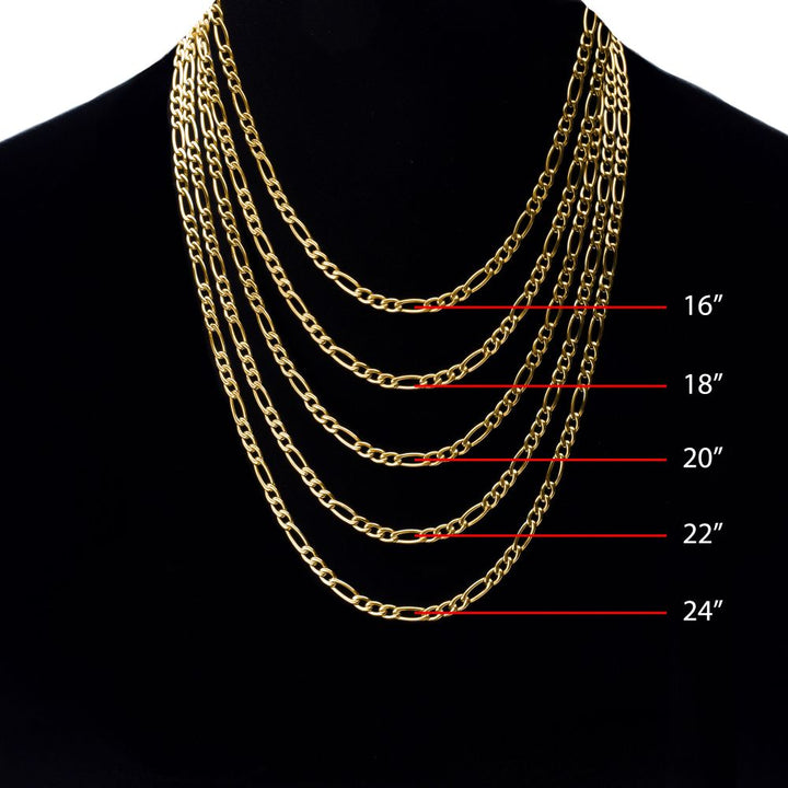 4.7mm 18Kt Gold IP Titanium Figaro Chain Necklace 22"