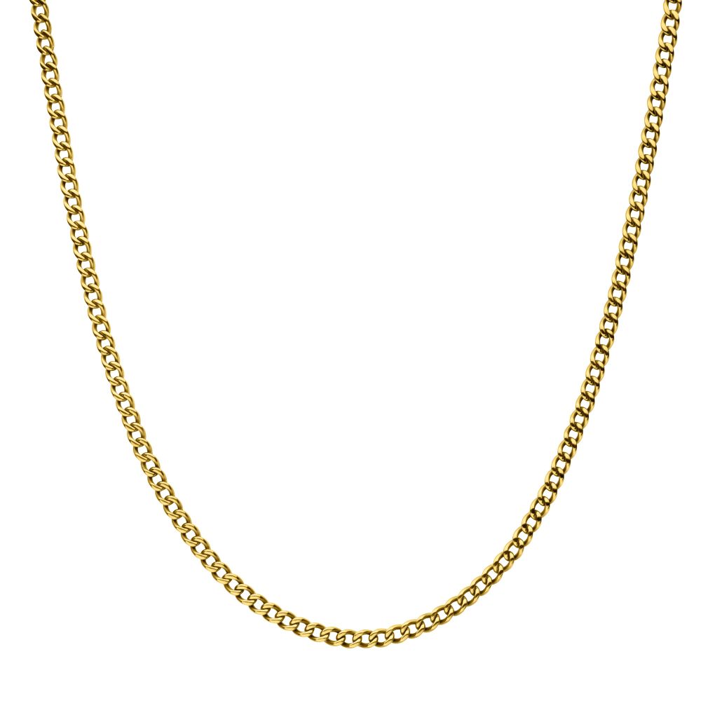 4.35mm 18Kt Gold IP Titanium Flat Curb Chain Necklace 20" - Brownee Jewelers
