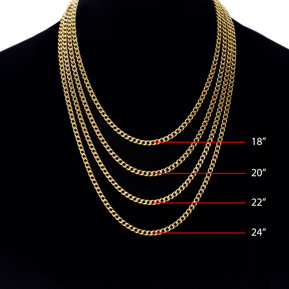 4.35mm 18Kt Gold IP Titanium Flat Curb Chain Necklace 22"