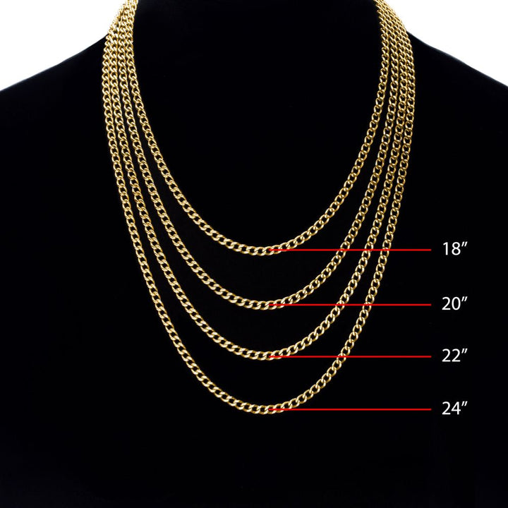 4.35mm 18Kt Gold IP Titanium Flat Curb Chain Necklace 22"