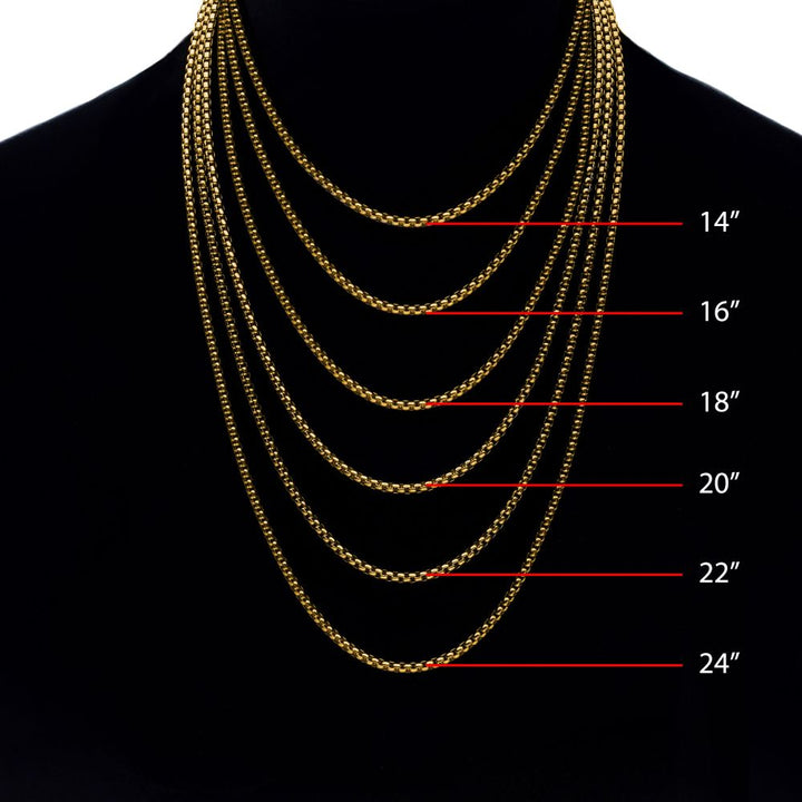 3mm 18Kt Gold IP Titanium Box Chain Necklace 24"