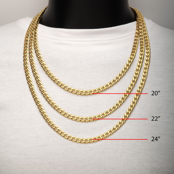 7.4mm 18Kt Gold IP Titanium Curb Chain Necklace 20"