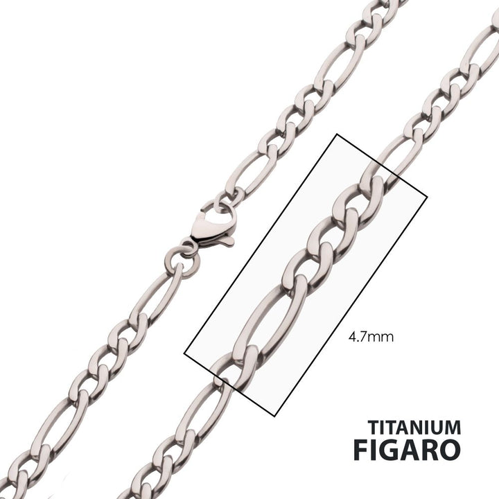 4.7mm Titanium Figaro Chain Necklace 18"