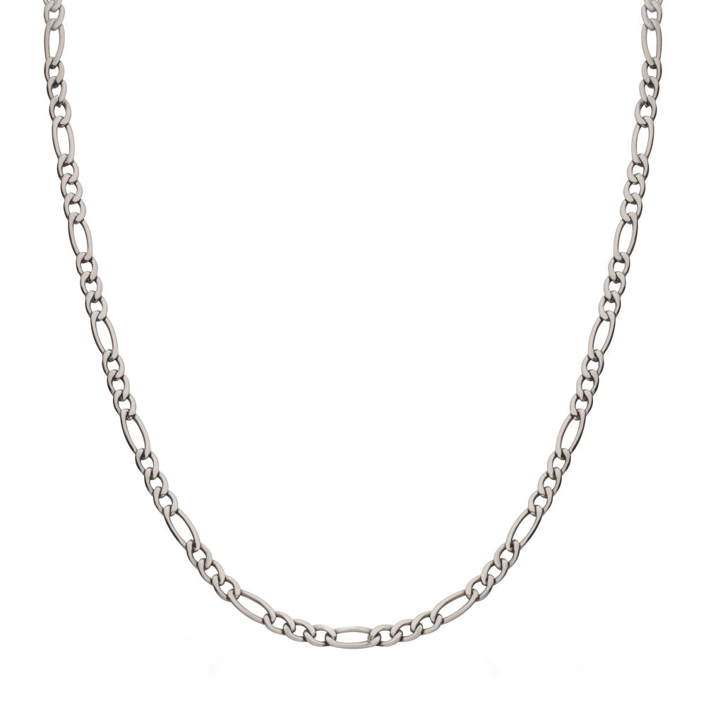 4.7mm Titanium Figaro Chain Necklace 20"