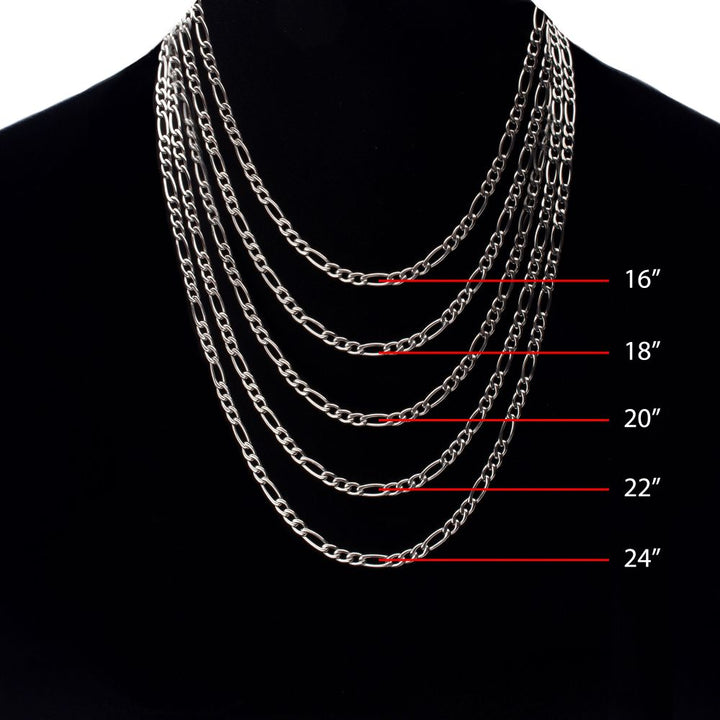 4.7mm Titanium Figaro Chain Necklace 24"