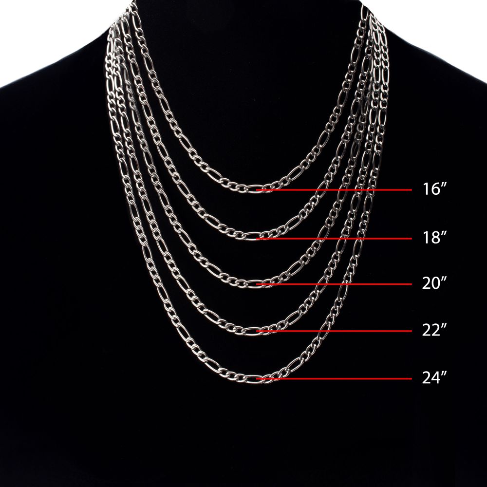 4.7mm Titanium Figaro Chain Necklace 18"