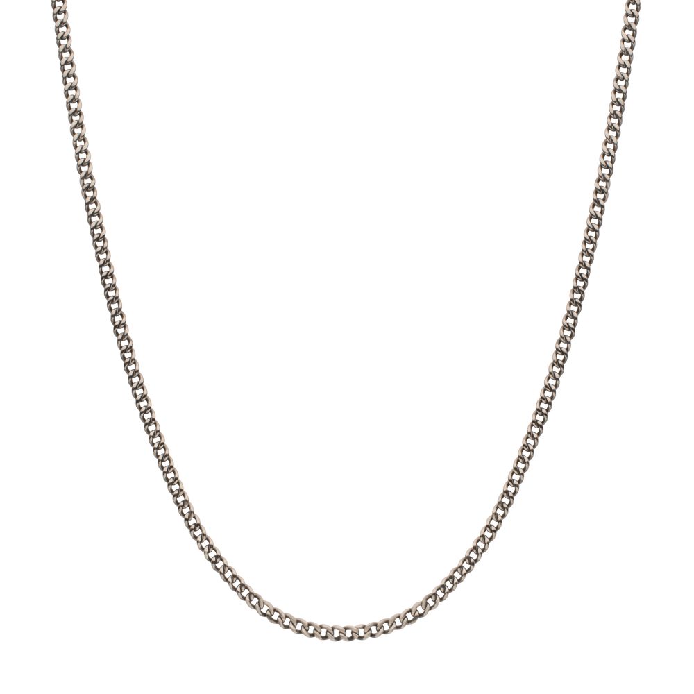 3.5mm Titanium Flat Curb Chain Necklace 24"