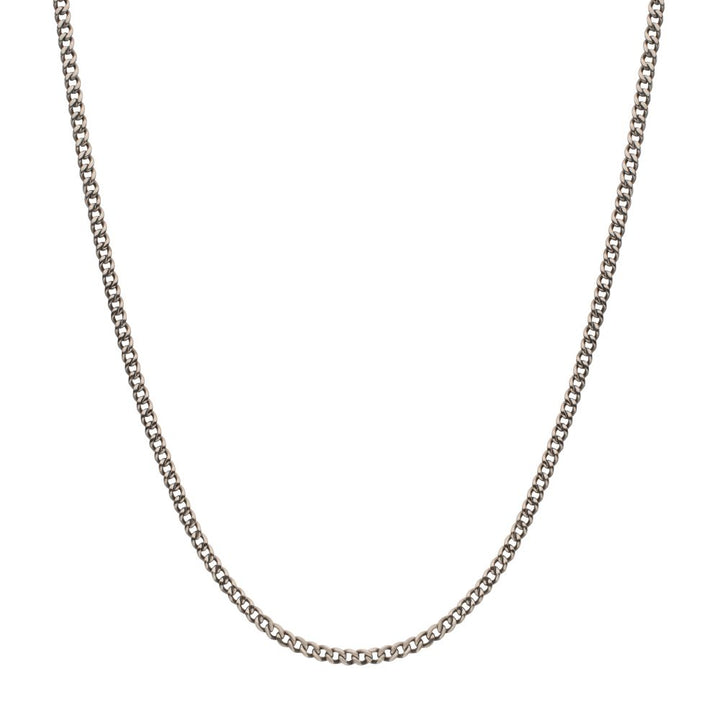 3.5mm Titanium Flat Curb Chain Necklace 24"